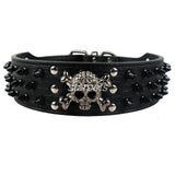 Spiked Studded Leather Dog Collar With Skull