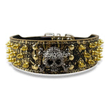 Spiked Studded Leather Dog Collar With Skull