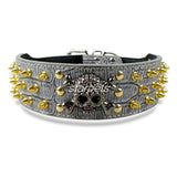 Spiked Studded Leather Dog Collar With Skull