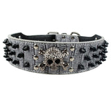 Spiked Studded Leather Dog Collar With Skull