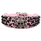 Spiked Studded Leather Dog Collar With Skull