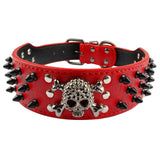 Spiked Studded Leather Dog Collar With Skull