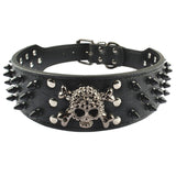 Spiked Studded Leather Dog Collar With Skull